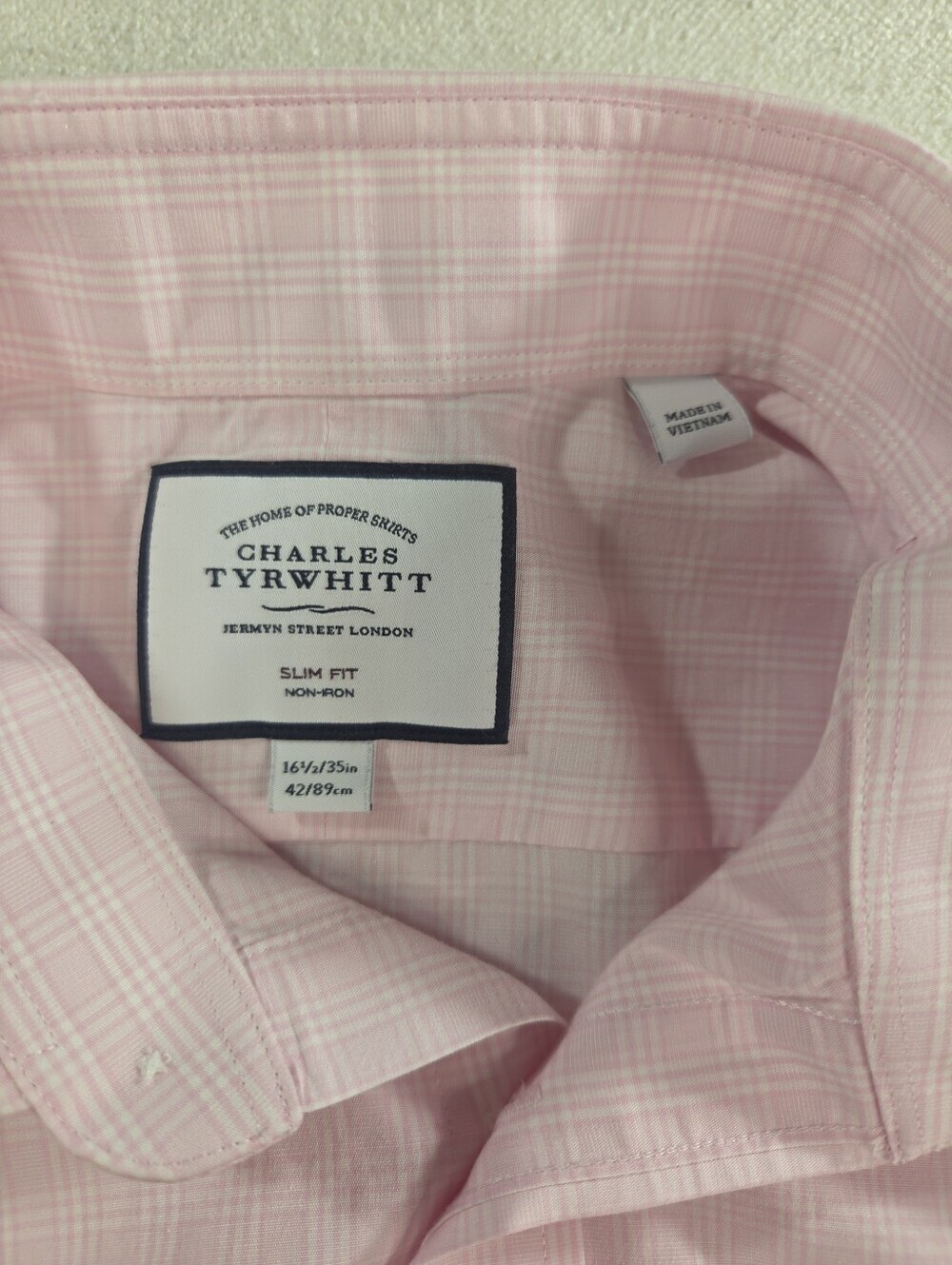Charles Tyrwhitt Pink Check Slim Fit Dress - Picture 3 of 6